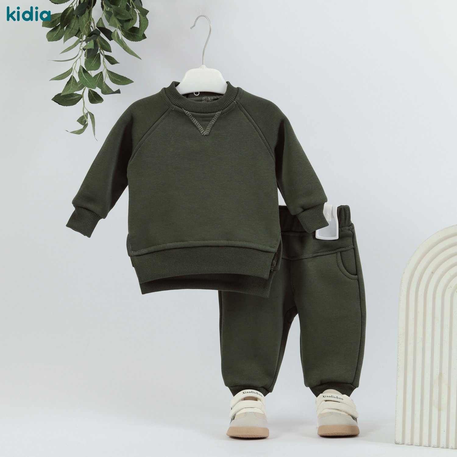 بيجامة ميلتون مبطن وبر من كيديا -olive green