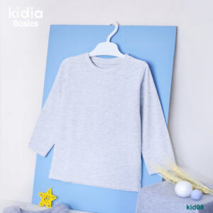 تيشيرت بيزك للاطفال كم بناتي – light gray
