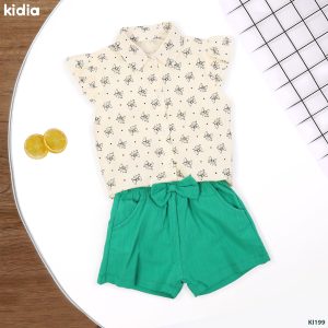 طقم Green bow بناتي قطعتين صيفي