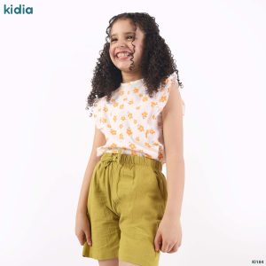 طقم  orange flowers بناتي قطعتين صيفي
