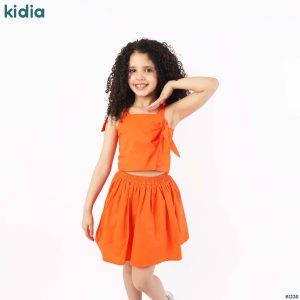 طقم أطفال بناتي قطعتين صيفي - Orange