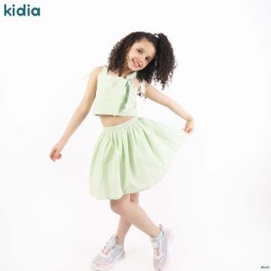 طقم أطفال بناتي قطعتين صيفي - Light Green