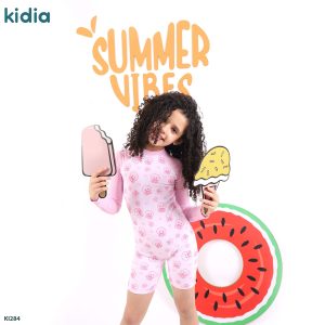 مايوه pink octopus بدله بناتي كم + بونيه