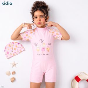 مايوه ICE CREAM بدله بناتي نص كم + بونيه